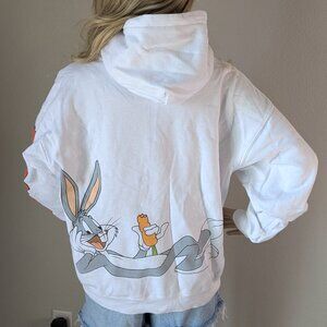 Looney Tunes Hoodie Size Medium White Bug's Bunny "That’s All Folks" Freeze Rare